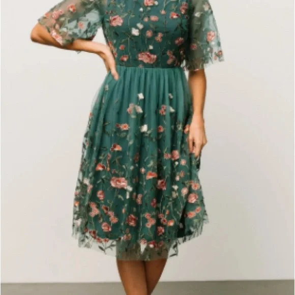 Baltic Born Green Floral Midi Dress - Picture 1 of 3